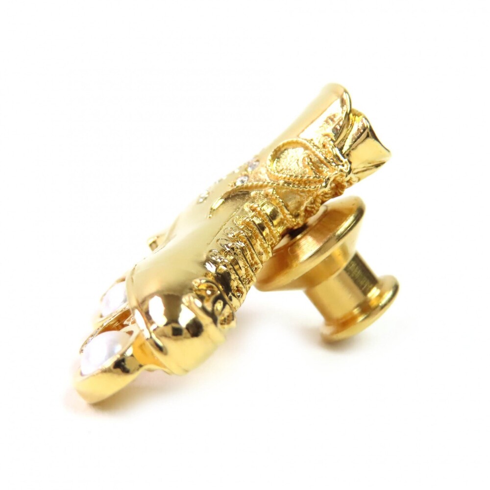 CHANEL Authentic Gold Pearl Logo Brooch - Picture 3 of 5